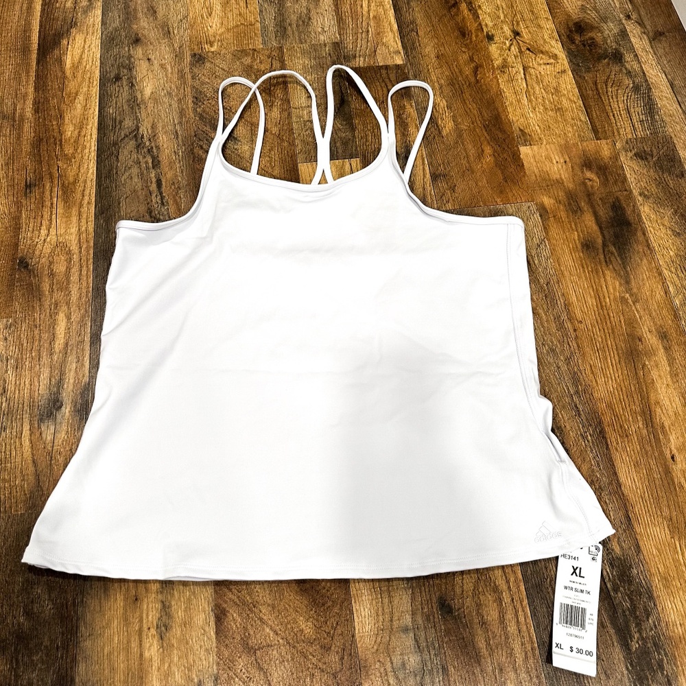 NEW Adidas Training Tank Top Dash Grey Strappy Racerback Shirt Women's XL